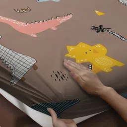 WEAVE AND DECOR Brown Cartoon Characters 300 TC Single Bedsheet with 1 Pillow Covers image 3