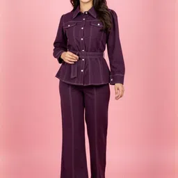 HIGH BUY Shirt Collar Long Sleeves Shirt With Trousers-picture-16