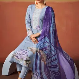 DRAVINAM Trends Floral Printed Sequinned Pure Cotton Unstitched Dress Material-picture-22