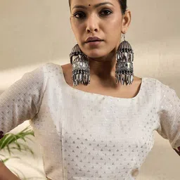 all about you Kalamkari Mirror Work Jute Silk Designer Kota Saree image 4