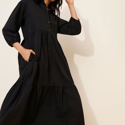 R.Code by The Roadster Life Co. Women Cotton Collared Neck Solid Long Midi Dress-picture-19