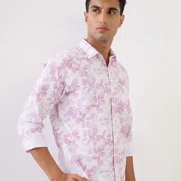 Raymond Floral Printed Semicutaway Collar Pure Cotton Casual Shirt image 4