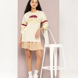 DILLINGER Typography Printed Drop-Shoulder Sleeves Pure Cotton Relaxed Fit T-shirt image 3