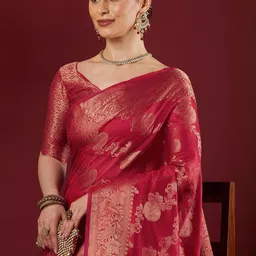 KALINI Ethnic Motifs Zari Organza Heavy Work Saree image 4