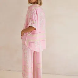 JC Mode Printed Collared Neck Short Sleeve Shirt With Trouser Co-Ords image 3