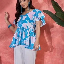 Sangria Women Floral Printed Gathered or Pleated Regular Top-image-82