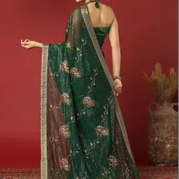 DIVASTRI Ethnic Motifs Zari Poly Georgette Heavy Work Saree image 5