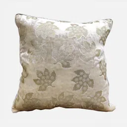 Good Vibes Gold-Toned & Off White Set of 3 Floral Velvet Square Cushion Covers image 2