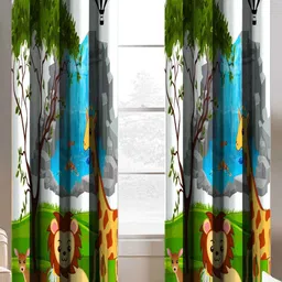 BELLA TRUE White & Blue 2 Pieces Printed Window Curtains-picture-14