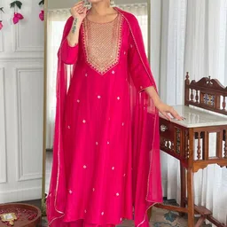 Anni Designer Women Embroidered Regular Kurta with Palazzos & Dupatta Kurta Sets-picture-34