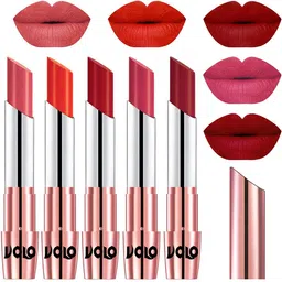 VOLO Set Of 5 Creme Matte Lipsticks - Dark Peach 37-Coral 39-Tomato Red 40-Pink 41-Red 43 image 1