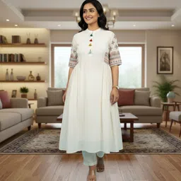 Women Embroidered Pure Cotton A-line Kurta-image-57
