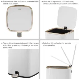 obsessions Eko 9333 Cubo Fingerprint Resistant Step Bin White image 4