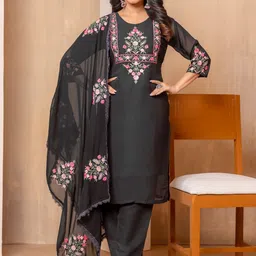 Siya Fashion Women Floral Embroidered Regular Thread Work Kurta with Salwar & With Dupatta-image-66