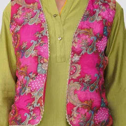 Bindigasm Women Floral Crop Open Front Jacket with Embroidered image 5