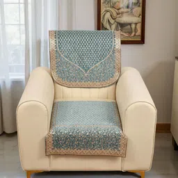 BREVARD Grey & Cream 10 Pieces Printed Sofa Covers image 4