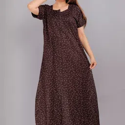 AAKARSHANA CREATION Black Pure Cotton Maxi Printed Nightdress image 2