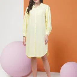 INUKA Women Shirt Colla Cuffed Sleeves Shirt Dress-picture-17