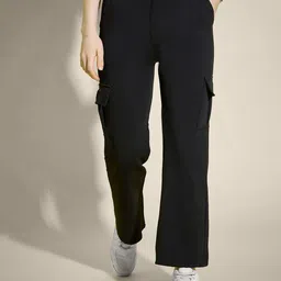 QIOA Women Relaxed High-Rise Cargos Trousers-image-42
