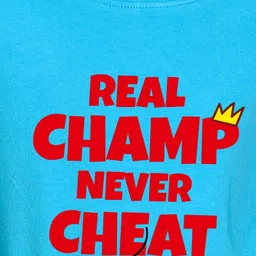 NUSYL Boys Real Champ Never Cheat Text Printed Round Neck Cotton Casual T-shirt image 3