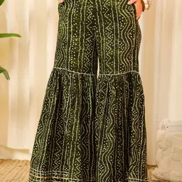 Meeranshi Bandhani Printed Shoulder Straps Pure Cotton Flared A-Line Kurta with Sharara image 2