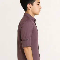 CHARCHIT Boys Comfort Fit Solid Spread Collar Casual Shirt image 3