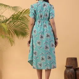 Label Khoj Floral Printed Round Neck A-Line Midi Dress image 4