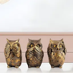 Zart Gold-Toned 3 Pieces Owl Family Showpiece-image-58