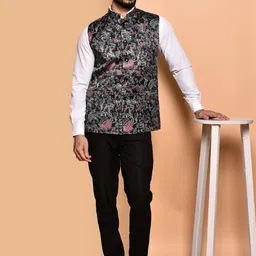 PRINTINDIA Men Printed Woven Nehru Jacket image 5