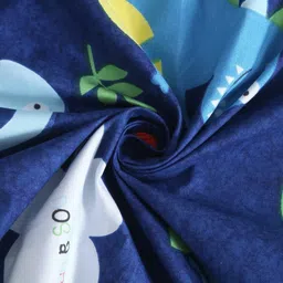 Homybees Navy Blue Dinosaur Printed 220 TC Fitted Single Bedsheet with 2 Pillow Covers image 2