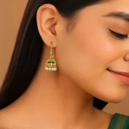 Vesara Set Of 4 Pearls Beaded Meenakari Dome Shaped Jhumkas image 3