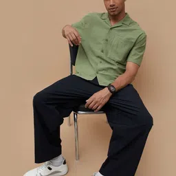 Fame Forever by Lifestyle Men Cuban Collar Textured Cotton Oversized Casual Shirt-picture-28