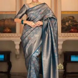 CANIZZARO Woven Design Zari Silk Blend Handloom Banarasi Saree-picture-21