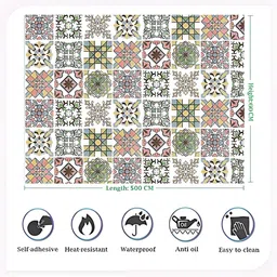 INDIAN ROYALS Green & Brown Hexagun Art Printed Self-Adhesive & Durable Wall Sticker image 5