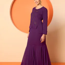 Antheaa Embellished Round Neck Top & Skirt image 5