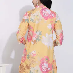 HERE&NOW Floral Printed Mandarin Collar A-Line Kurti image 4
