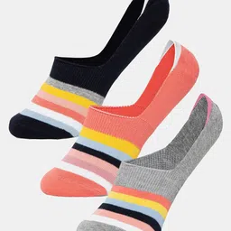 Bodycare Women Pack Of 3 Striped Breathable No-Show Shoe Liner Socks-picture-12