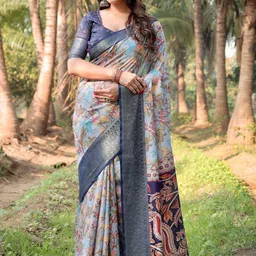 ALMAARI FASHION Floral Printed Belted Kanjeevaram Saree image 2