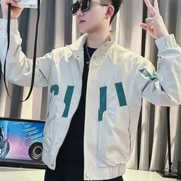 HERE&NOW Men Spread Collar Typography Printed Casual Bomber Jacket-picture-29