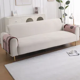 HOKIPO LiefNest Peach-Coloured Printed Velvet 2 Pcs Sofa Arm Cover with Foam Filling-image-0