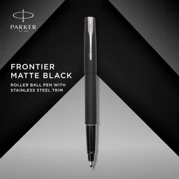 parker Frontier Matte Black Chrome Trim Roller | Roller Ball Pen image 4