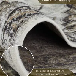 obsessions Cream and Brown Persian 3x5 Feet Machine Made Carpet image 4