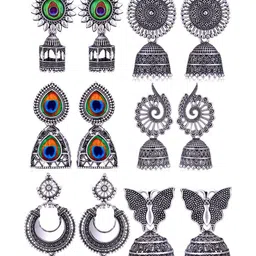 DIVASTRI Peacock Shaped Jhumkas Earrings-picture-29