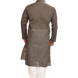 Exotic India Men Kurta Pajama Set with Printed Checks image 2