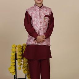 Pro-Ethic STYLE DEVELOPER Boys Paisley Regular Pure Silk Kurta with Pyjamas-picture-31