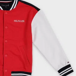Tommy Hilfiger Boys Colourblocked Relaxed Fit Cotton Varsity Jacket image 3