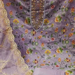 KALINI Embroidered Organza Unstitched Dress Material image 4