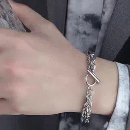 KPOP Men Silver-Plated Wraparound Casual Bracelet-picture-29