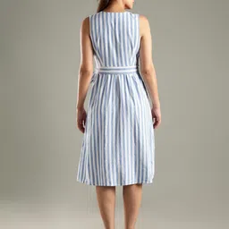 Tommy Hilfiger Women Striped Tie-Ups V-Neck Fit & Flare Knee Length Dress image 4