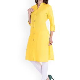 Neelokurti Mandarin Collar Cotton Silk Straight Kurta image 3